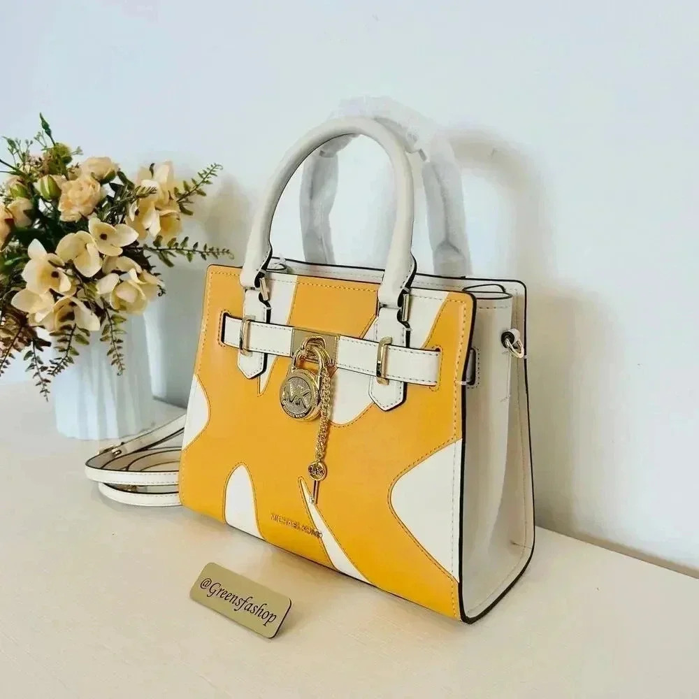 Michael Kors Yellow and White Leather Satchel